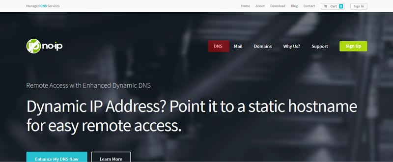 Capture d'écran du site noip.com, qui permet de mettre en place un DynDNS
