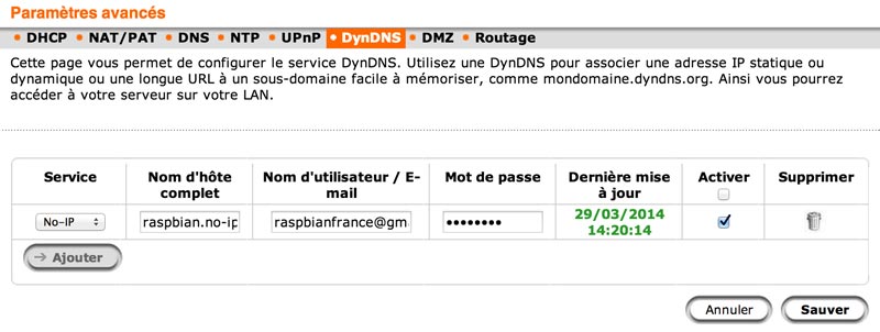 Configuration du DynDNS sur une box Orange.