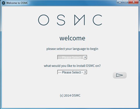 Première fenêtre d'installation d'OSMC