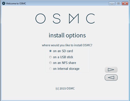 Choix type de disque OSMC