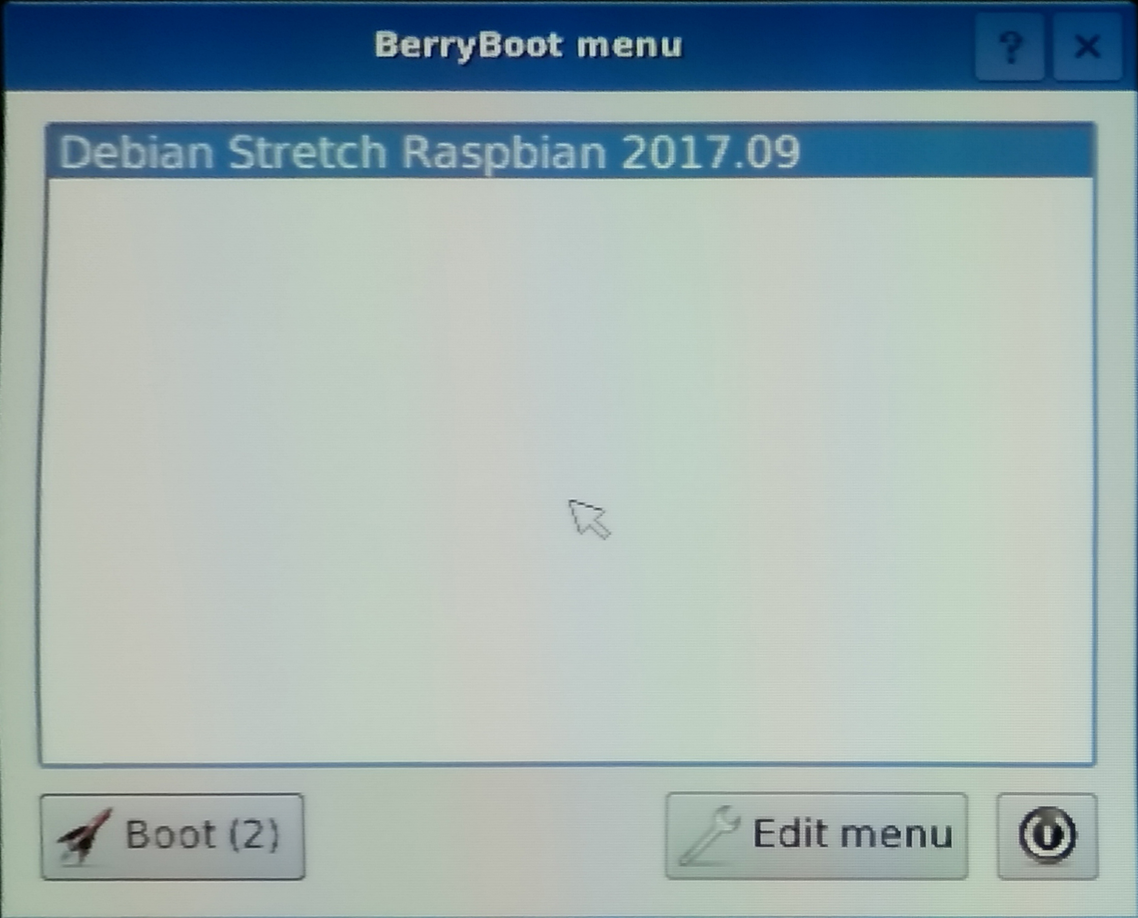 BerryBoot startscherm.