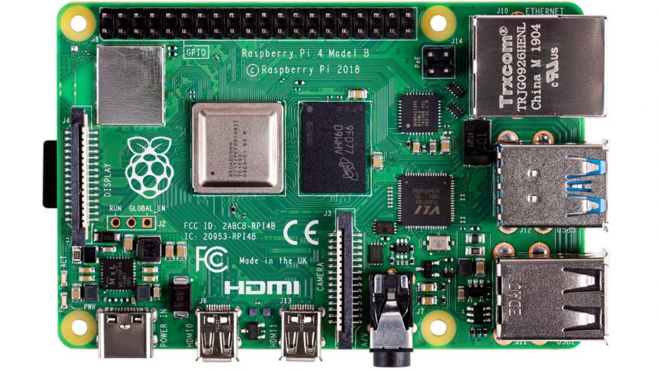 Raspberry Pi 4 вид сверху