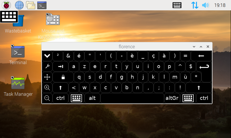 Virtual keyboard with adapted language.