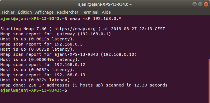 résultats d'un scanning nmap