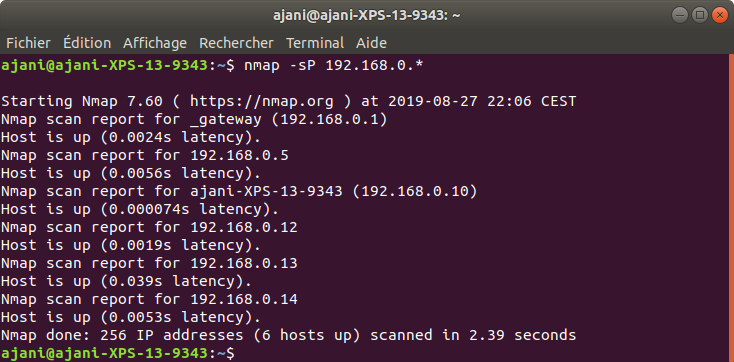 Result of an nmap command