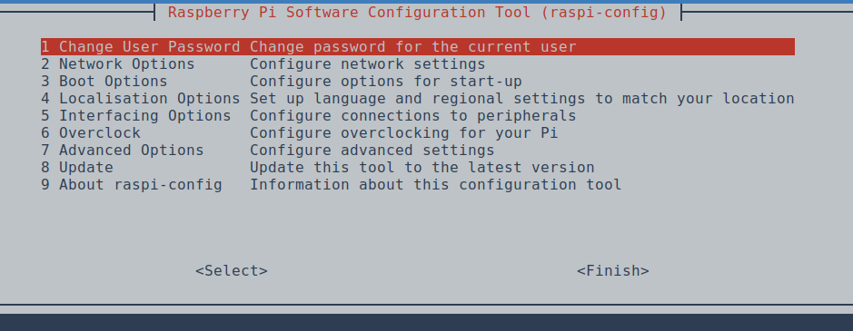 Интерфейс Raspi-config