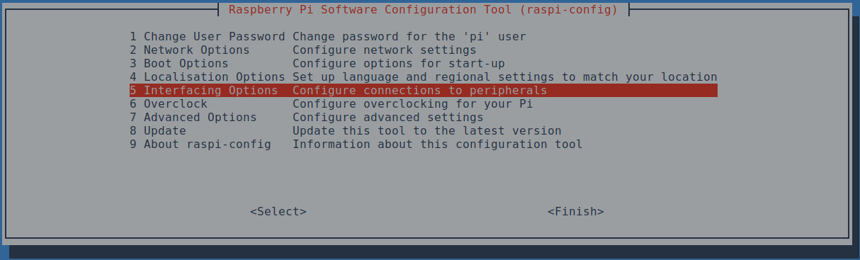 Raspi-config interface